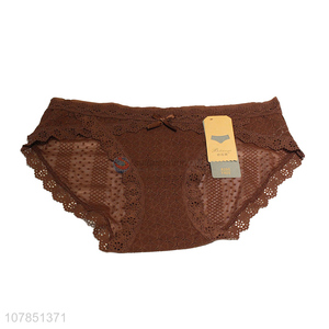 Good price brown breathable gauze triangle panties for women