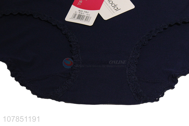 Low price dark blue mid-waist seamless panties for women