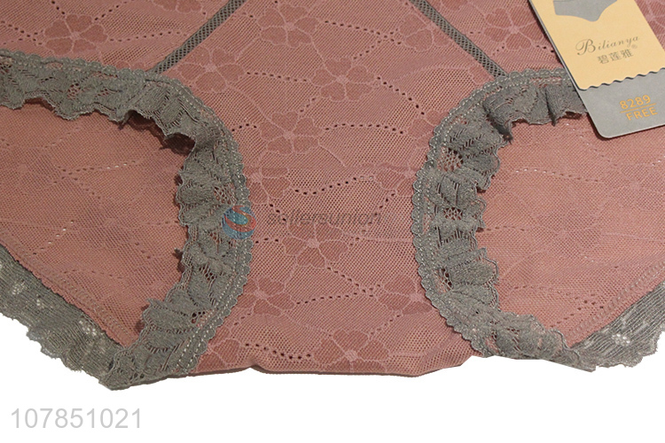 New design jacquard panties for women with lace trim