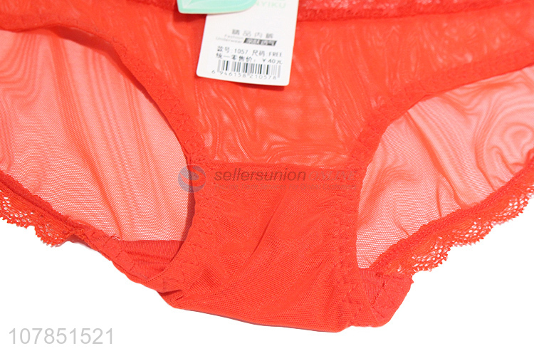 High quality red gauze sexy low-waist panties for women