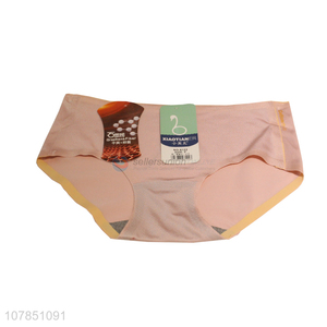 Simple design pink seamless ice silk panties for women
