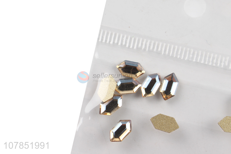 Most popular hexagonal colored rhinestones nail art rhinestones