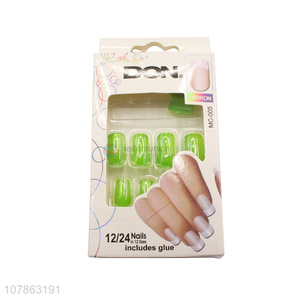 Factory Direct Sale Green Fake Nail Tips Artificial Nails