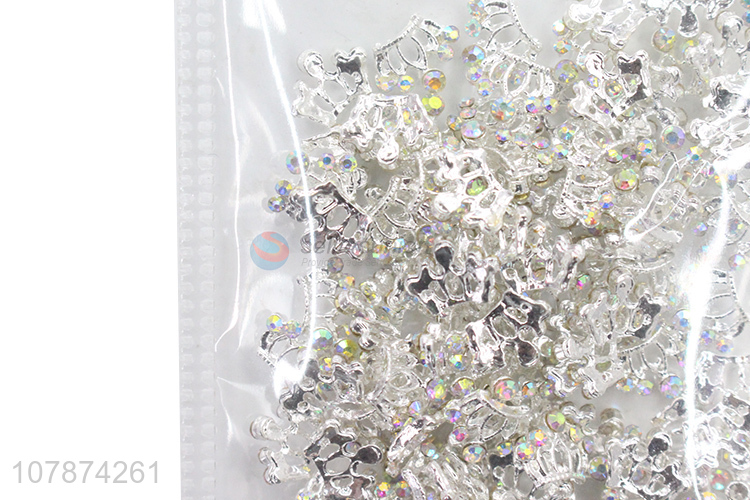 New Arrival Silver Crown Nail Rhinestone for Ladies Nail Art DIY Accessories