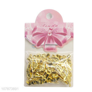 Unique design golden mini pistol nail polish metal nail accessories