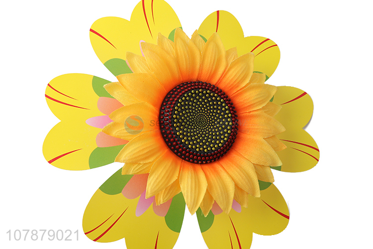 Wholesale sunflower shape plastic windmill toy for garden decor