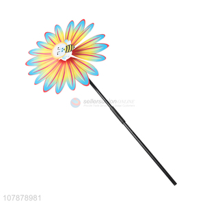 Hot selling flower shape plastic pinwheel toy garden decorations