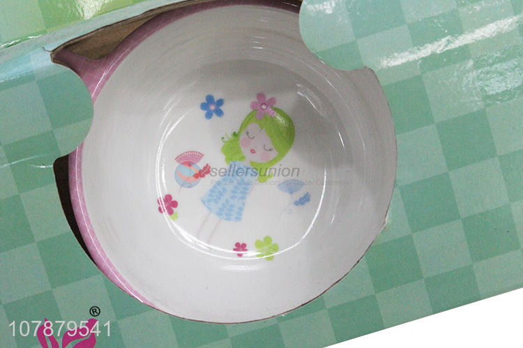 Custom logo kids girls dinnerware set melamine bowl spoon fork cup