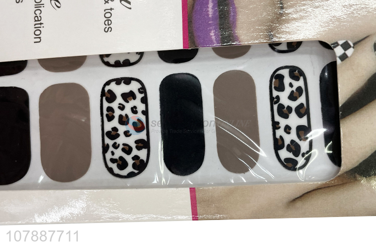 Hot sale non-toxic fashionable leopard pattern nail polish strips