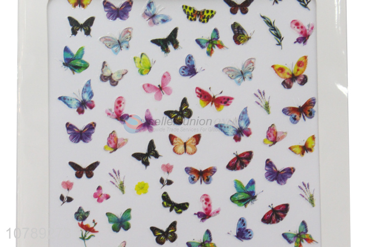 Good selling butterfly pattern colourful nail wraps nail art stickers