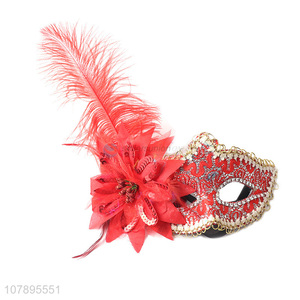 Creative design women party mask masquerade mask with feather