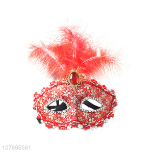 Hot selling half face women feather mask for masquerade party