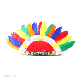 Online wholesale colored feather indian headdress headband