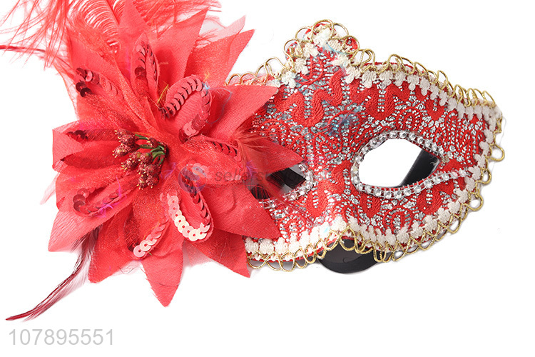 Creative design women party mask masquerade mask with feather