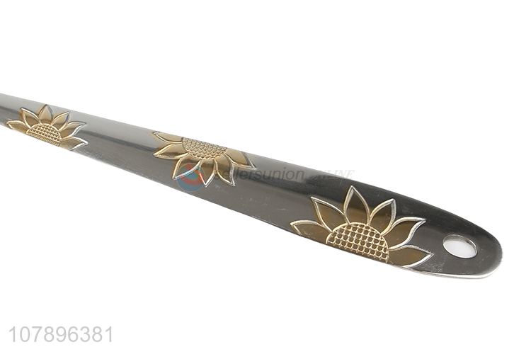 Yiwu Wholesale Silver Sunflower Carved Stainless Steel Spoon