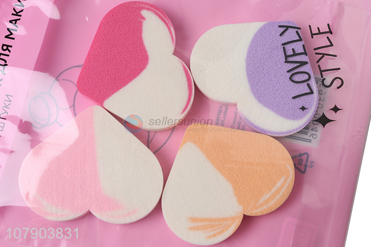 Fashion Design 4 Pieces Heart Shape Makeup Powder Puff Set