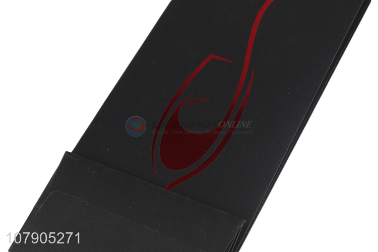 China factory black long printed paper card tote wine bag