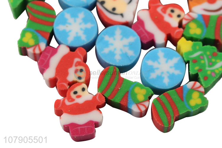 Best Quality Mini Colorful Christmas Printing Eraser Stationery Set