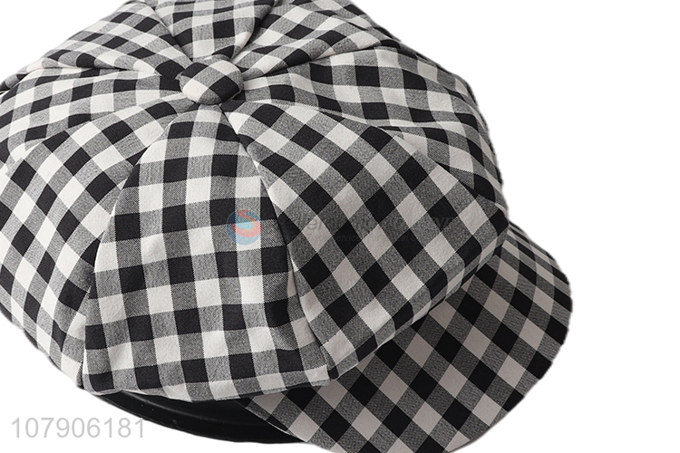 China products unisex autumn winter plaid beret hat checked beret cap