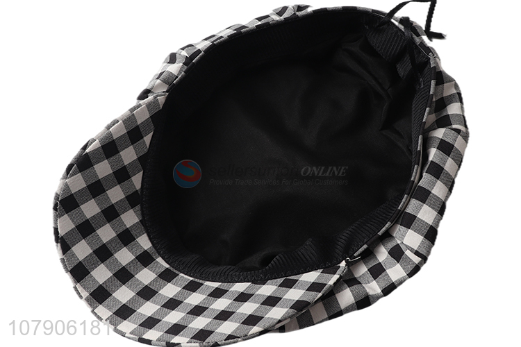 China products unisex autumn winter plaid beret hat checked beret cap