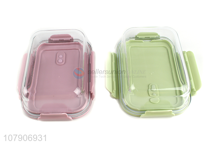 Hot sale rectangular durable glass crisper lunch box