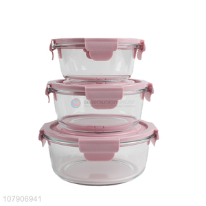 Wholesale round durable food grade glass crisper lunch box