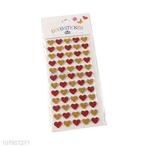 Low price direct sale heart-shaped glitter stickers for children