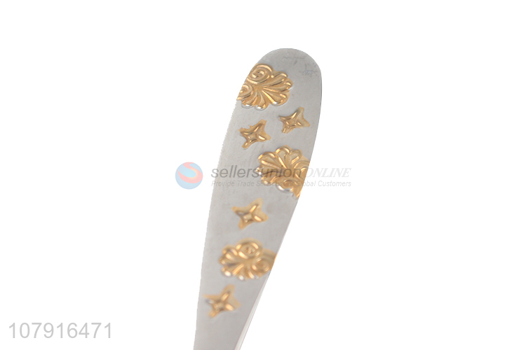 Hot selling stainless steel tableware spoon with flower pattern handle