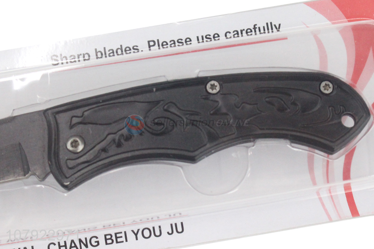 Low price wholesale black stainless steel scimitar folding fruit knife