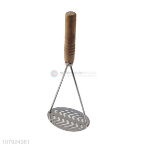 Hot sale wooden handle stainless steel murphy press potato press for kitchen