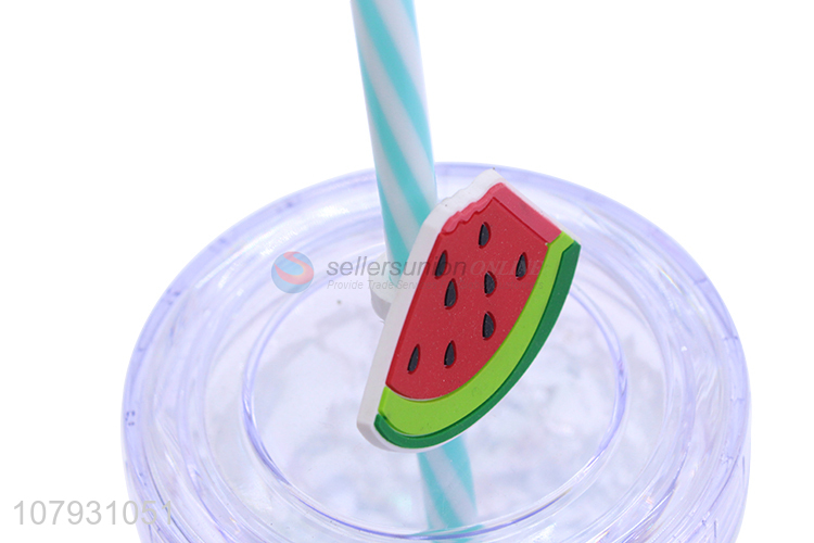 Recent product cute mugs ice gel plastic cooling cup milk cup with straw