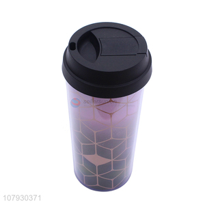 Good quality reusable double-walled plastic travel tumbler coffee cups with lid