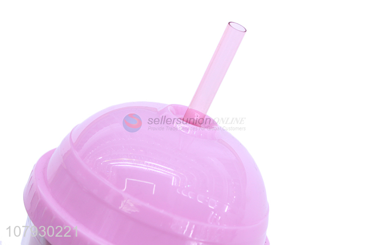 China supplier summer cartoon plastic drinking cup tumbler with straw