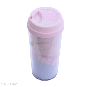 New arrival fashionable plastic travel mugs reusable coffee cups with lid