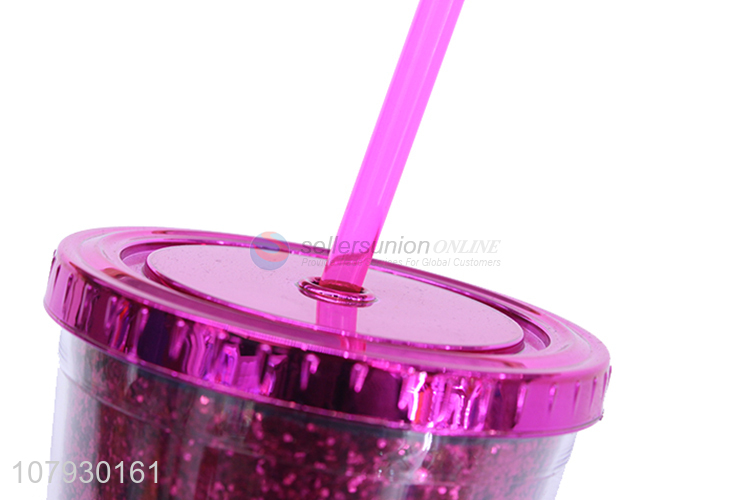 Hot selling women girls straw cup plastic drinking cup with straw