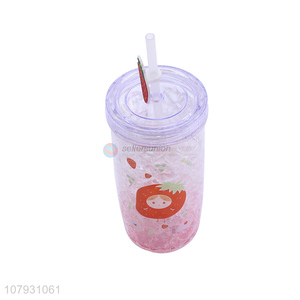 Best selling summer girls double-walled ice gel cooling tumbler with straw