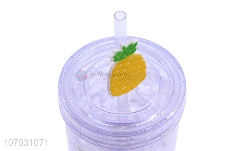 Yiwu market kawaii ice gel cooling mug women girls juice cup with straw