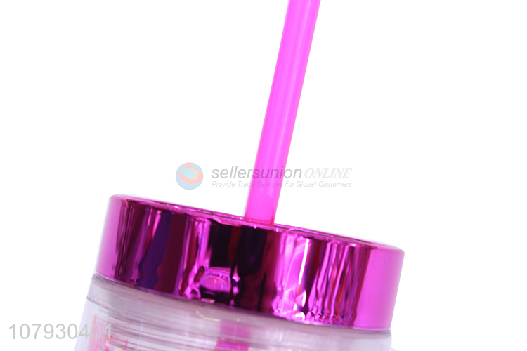 New arrival reusable plastic coffee water cup with drinking straw