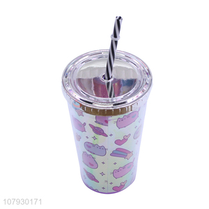 China manufacturer reusable water juice coffee cup with lid & straw