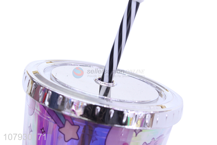 China manufacturer reusable water juice coffee cup with lid & straw