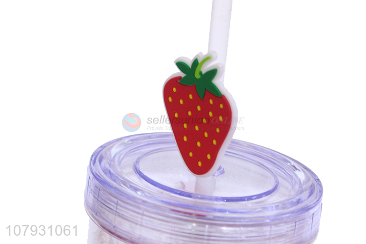 Best selling summer girls double-walled ice gel cooling tumbler with straw