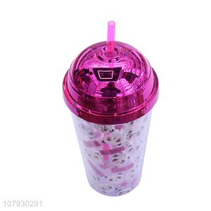 Factory price straw juice cup plastic tumbler with straw and lid