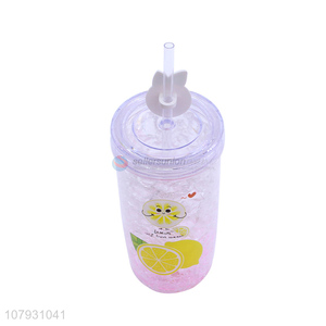 China factory ice gel cooling tumbler plastic water cup with drinking straw