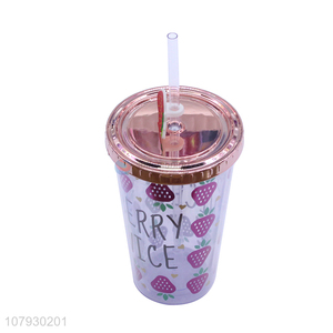 Hot sale ladies girls travel mug plastic driniking cup with straw