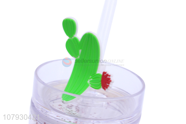 Good quality female summer double-walled water tumbler with straw