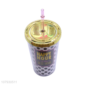 Promotional items creative summer milk tea cup coffee tumbler with straw