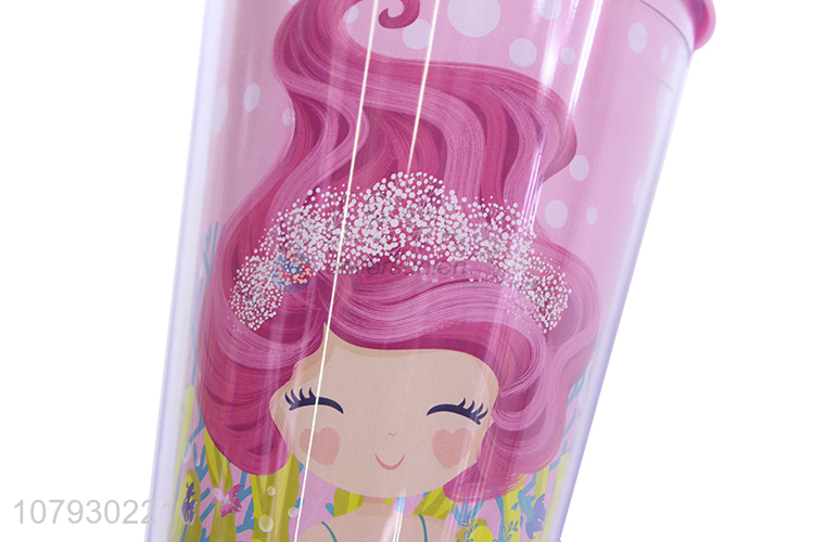 China supplier summer cartoon plastic drinking cup tumbler with straw