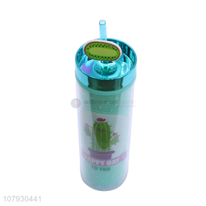 China products fresh double walls juice water cup with straw & lid