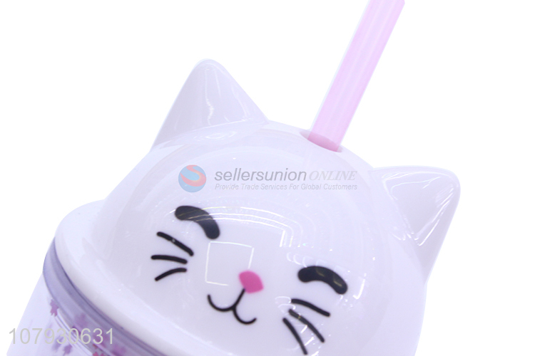 New arrival lovely cartoon mugs reusable cups milk cup with straw