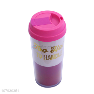 Factory price reusable double-walled plastic tumbler juice coffee cups with lid